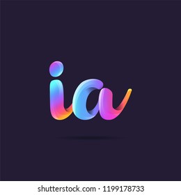 Letters IA, I & A 3D logo, multi colour gradient letters icon vector template.
