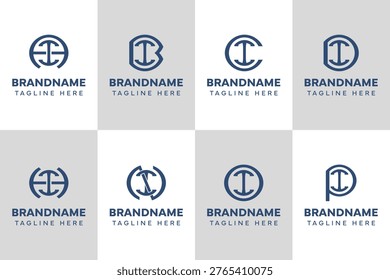 Letters IA IB IC ID IH IN IO IP Monogram Logo Set