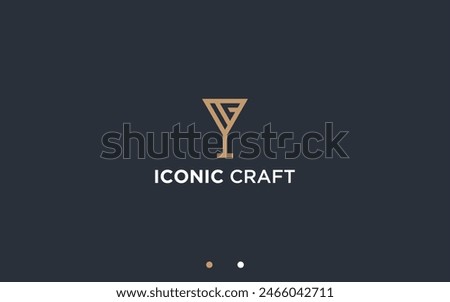 letters ic with cocktail logo design vector silhouette illustration