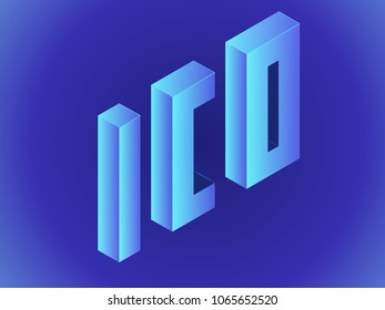 Letters ICO. Isometric vector illustration 
