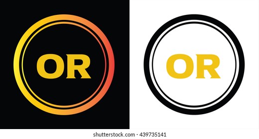 OR letters icon design template elements in abstract background logo, design identity in circle, alphabet letter