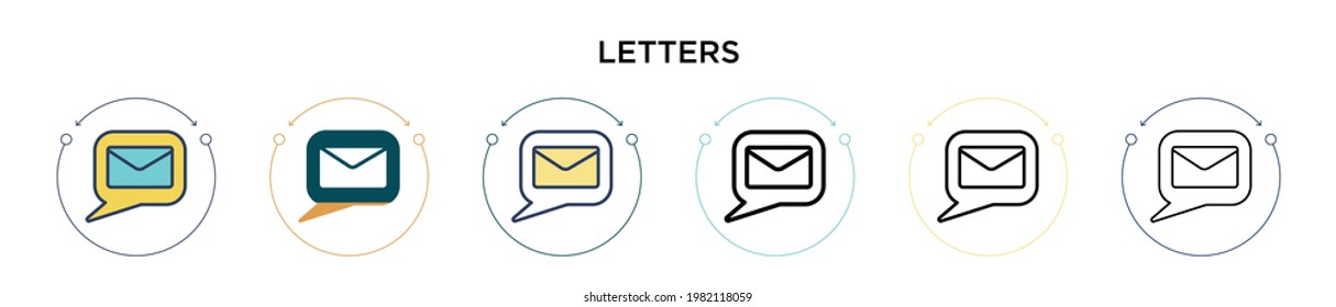 Letters icon in filled, thin line, outline and stroke style. Vector illustration of two colored and black letters vector icons designs can be used for mobile, ui, web