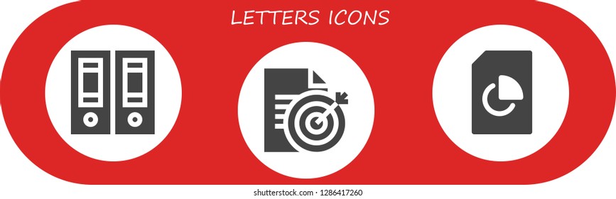  letters icon set. 3 filled letters icons. Simple modern icons about  - Documentation, Document