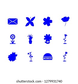 letters icon set about burger sign, letter, flower and flowers vector set
