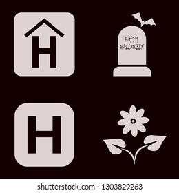 letters icon set with hospital sign, flower and happy halloween vector illustration