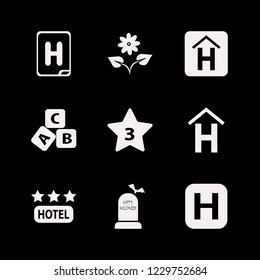 letters icon. letters vector icons set abc cubes, hotel three stars, happy halloween and hotel sign