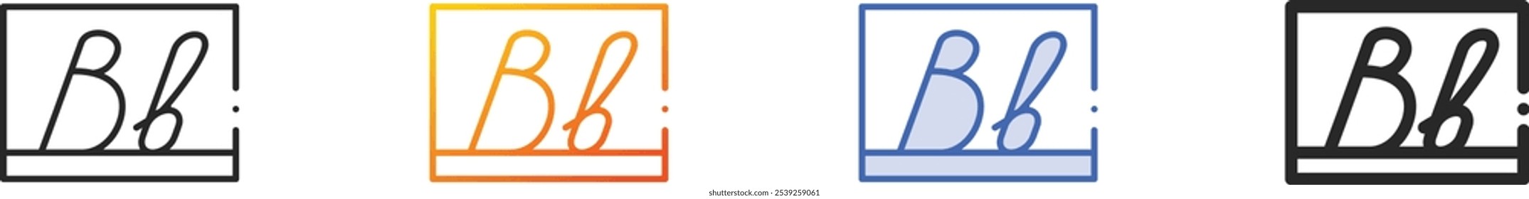 letters icon.Thin Linear, Gradient, Blue Stroke and bold Style Design Isolated On White Background