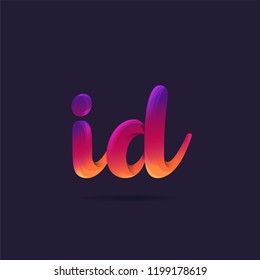 Letters ID, I & D 3D logo, multi colour gradient letters icon vector template.
