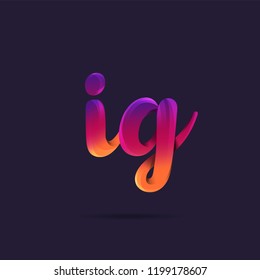 Letters IG, I & G 3D logo, multi colour gradient letters icon vector template.

