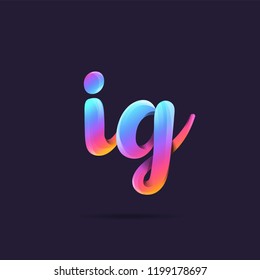 Letters IG, I & G 3D logo, multi colour gradient letters icon vector template.
