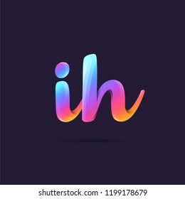 Letters IH, I & H 3D logo, multi colour gradient letters icon vector template.
