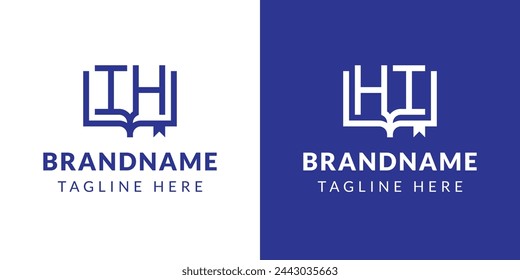Letters IH and HI Book Logo, suitable for business related to book with IH or HI intials
