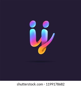 Letters IJ, I & J 3D logo, multi colour gradient letters icon vector template.
