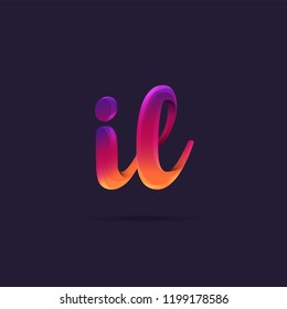 Letters IL, I & L 3D logo, multi colour gradient letters icon vector template.

