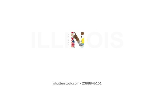 Letters Illinois in the style of the country flag. Illinois word in national flag style. Vector illustration.
