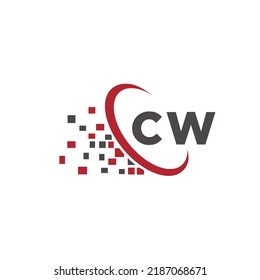 Letras Vector de elementos de diseño del icono del logotipo CW inicial para tecnología