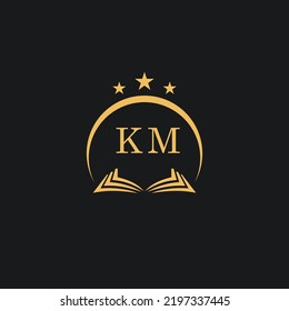Cartas diseño inicial de KM moderno firma de leyes y logo de abogado vector