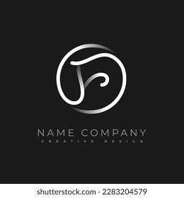 Letters Initial Minimal Monogram Logo F. Template design. Cursive letter F combined with a round frame. Calligraphy emblem vector.