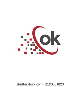 Buchstaben Initial OK Logo Symbol Design Elemente Vektorgrafik für Technologie