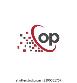 Cartas Icono inicial del logotipo OP Elementos de diseño Vector para tecnología