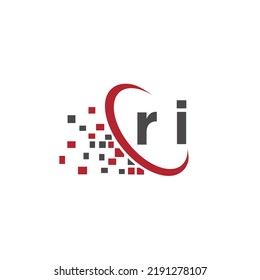 Letters Initial RI Logo Icon Design Elements Vector for technology