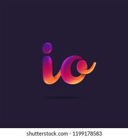 Letters IO, I & O 3D logo, multi colour gradient letters icon vector template.

