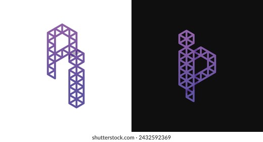 Letras IP y PI Polygon Logo, adecuado para negocios relacionados con el polígono con IP o PI iniciales