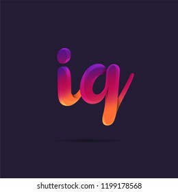 Letters IQ, I & Q 3D logo, multi colour gradient letters icon vector template.
