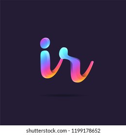 Letters IR, I & R 3D logo, multi colour gradient letters icon vector template.
