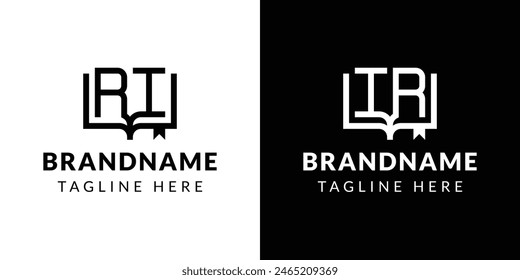 Letters IR and RI Book Logo, suitable for business related to book with IR or RI initials