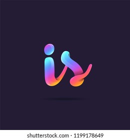 Letters IS, I & S 3D logo, multi colour gradient letters icon vector template.
