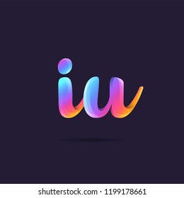 Letters IU, I & U 3D logo, multi colour gradient letters icon vector template.
