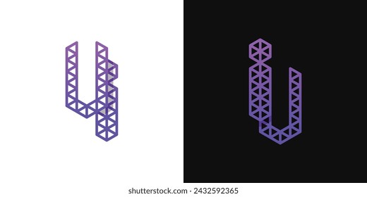 Letters IU and UI Polygon Logo, suitable for business related to polygon with IU or UI initials
