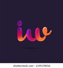 Letters IW, I & W 3D logo, multi colour gradient letters icon vector template.
