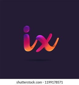 Letters IX, I & X 3D logo, multi colour gradient letters icon vector template.
