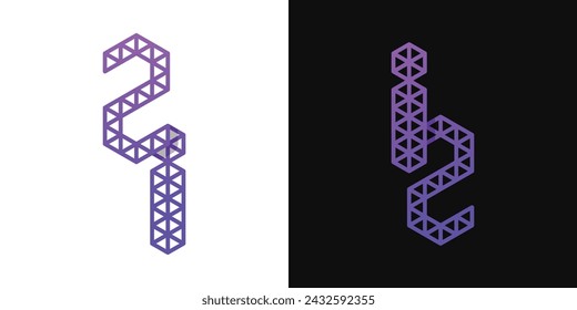 Buchstaben IZ und ZI Polygon Logo, geeignet für Unternehmen, die mit Polygon mit IZ- oder ZI-Initialen in Verbindung stehen