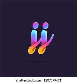 Letters J J, J & J 3D logo, multi colour gradient letters icon vector template.