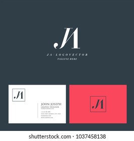 Letters J A, J & A joint logo icon with business card vector template.

