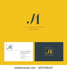 Letters J A, J & A joint logo icon with business card vector template.
