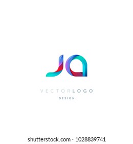 Letters J A, J & A logo, multi colour letters icon vector template.