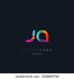Letters J A, J & A logo, multi colour letters icon vector template.