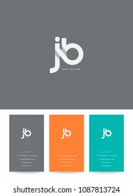 Letters J & B logo, icon with business card vector template.