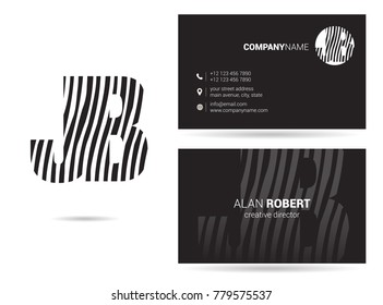 Letters J B Logo icon with Business Card Template Vector.