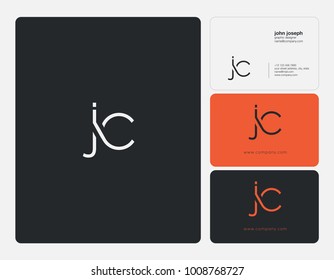 Letters J C, J&C joint logo icon with business card vector template.