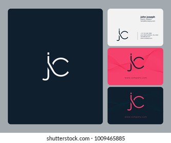 Letters J C, J & C joint logo icon with business card vector template.