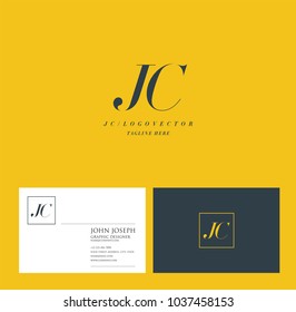 Letters J C, J & C joint logo icon with business card vector template.
