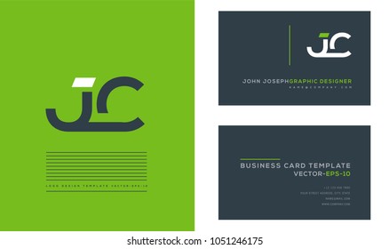 Letters J C, J & C joint logo icon with business card vector template.