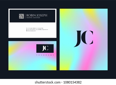 Letters J C, J & C joint logo icon with business card vector template.
