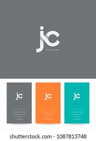 Letters J & C logo, icon with business card vector template.