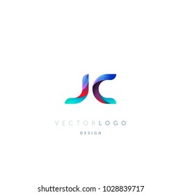 Letters J C, J & C logo, multi colour letters icon vector template.